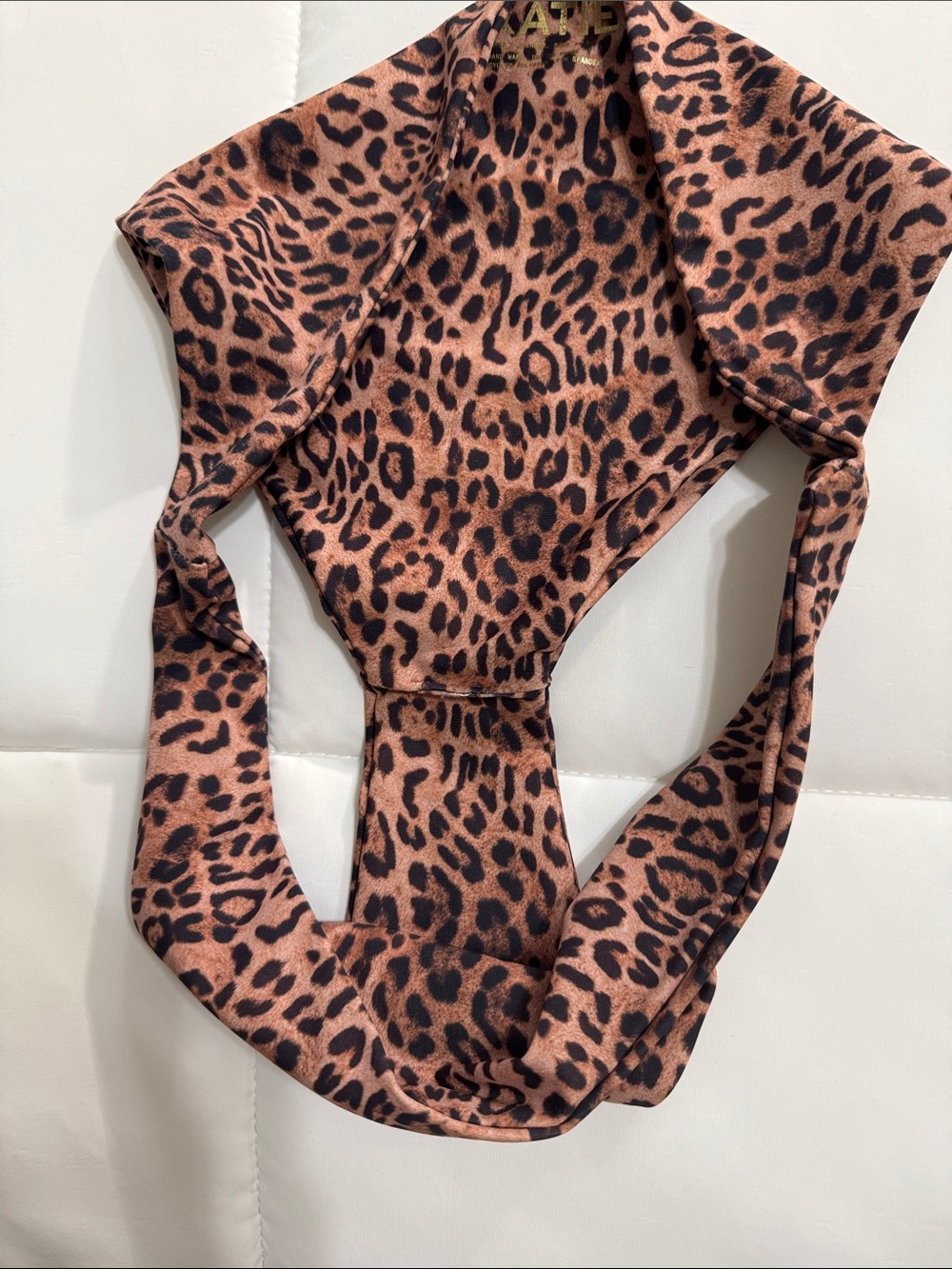 Skatie Leopard Print One-Shoulder Bikini in Brown and Black - Picture 3 of 4